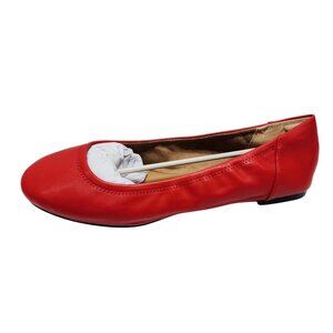 Womens Red Essentials Ballet Flats Size Size 14W Faux Leather Slip-On